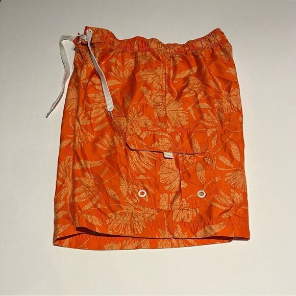 OP Men's Board Shorts Orange Leaf Pattern Size Medium(32-34) - Picture 4 of 8